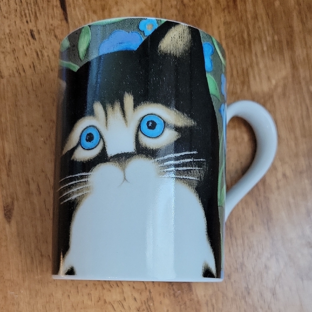 Dept 56 Martin Leman Morris Blue and Black Cat Mug